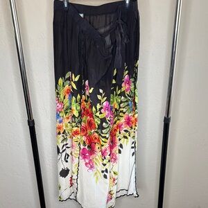 EUC Johnny Was Black Floral Ombre Tropical split leg pants size 2x